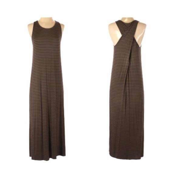 Lucky Brand army green striped maxi dress Sz S - Picture 1 of 6